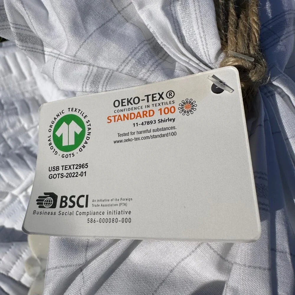 BLOSSOM HOME‎ Organic Cotton Sheet Set Queen Grey Classic Plaid